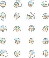 avatares de abuela y abuelo, ilustración, vector sobre fondo blanco.