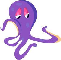 Purple octopus, illustration, vector on white background.