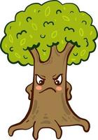 Angry tree, illustration, vector on white background.