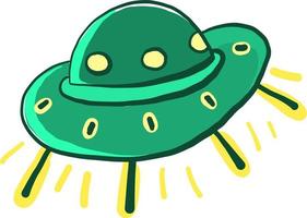 Green UFO, illustration, vector on white background