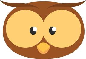 Brown owl head, illustration, vector on a white background.