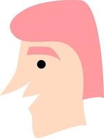 Man with pink long hair, illustration, vector, on a white background. vector