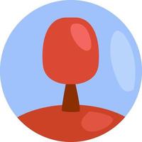 árbol rojo, ilustración, vector sobre fondo blanco.