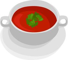 Tomato soup , illustration, vector on white background