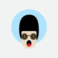 niño de diseño plano con ilustración de vector de dinero de gafas