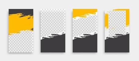 Set of Editable minimal square banner template. black yellow white background color with geometric shapes for social media post and web internet ads. Vector illustration