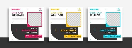 set of webinar social media banner template. social media post banner for ads promotions and internet. vector