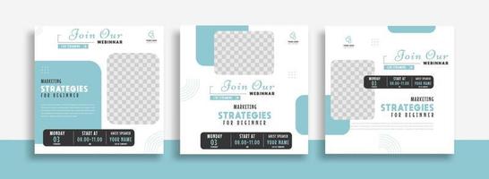 set of webinar social media banner template. social media post banner for ads promotions and internet. vector