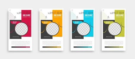 Modern and creative client testimonial social media post design. Customer service feedback review social media post or web banner with color variation template. vector