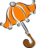 Retro orange umbrella, illustration, vector on white background.