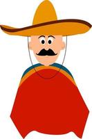 Mexican man, illustration, vector on white background.