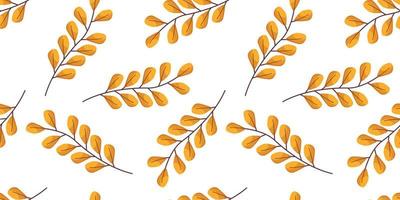 Autumn pattern with rowan leaves. Vector illustration in cartoon style.