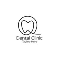 line art tooth logo design vector