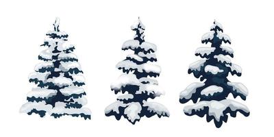 Snow trees set on isolated background. Christmas tree. Vector. Snow tree. Winter vector set.