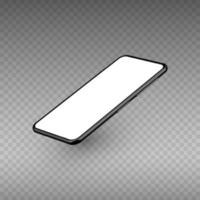 Black smartphone mockup perspective on white background. Vector realistic illustration
