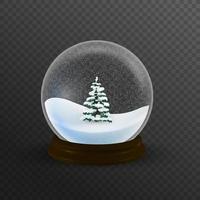 Realistic Christmas snow globe with christmas tree within vector