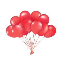 Party vector balloons red birthday balloon modern holiday decoration balloons anniversary retirement graduation occasion life events greeting card. Joy positive abstract. Vector realistic red balloons