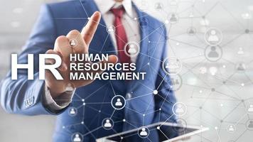 Human resource management, HR, Team Building and recruitment concept on blurred background. photo