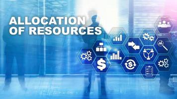 Allocation of resources concept. Strategic planning. Mixed media. Abstract business background. Financial technology and communication concept photo