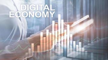 DIgital economy, financial technology concept on blurred background photo