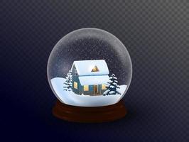 bola de nieve con un pueblo. Todos los elementos y texturas son objetos individuales. escala de ilustración vectorial a cualquier tamaño vector