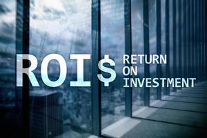 Return On Investment Financial Management Revenue Concept. Virtual screen background. photo