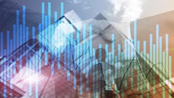 Trading and investment concept with candle chart, financial graph on blurred background abstract background photo