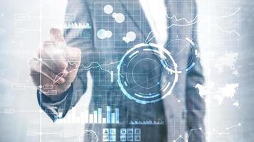 Business intelligence BI Key performance indicator KPI Analysis dashboard transparent blurred background photo