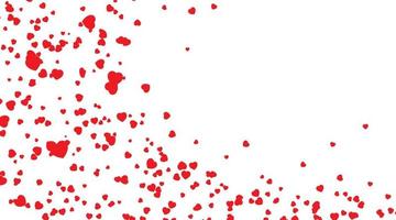 Red hearts petals falling on white background for Valentine's Day, shape of heart confetti background. Valentines Day, shape of heart confetti background vector