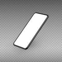 Black smartphone mockup perspective on white background. Vector realistic illustration