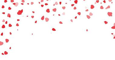 Red hearts petals falling on white background for Valentine's Day, shape of heart confetti background. Valentines Day, shape of heart confetti background vector