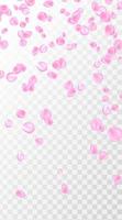 Pink rose petal falling background. Confetti with petals. Vector eps 10.