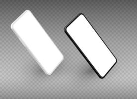 conjunto de dos teléfonos inteligentes diferentes en blanco y negro. vector