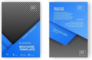 Template flyer blue. Design 2 page brochure with space for a photo, afress, phone number, text. Vector illustration. Template brochure vector illustration. Business brochure template.