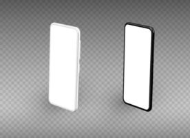 Set of two different of black and white smart phones. vector