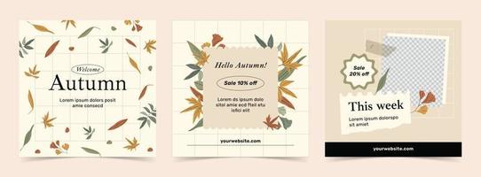 Welcome Autumn Instagram Template vector