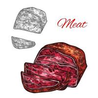 Vector sketch beef meat lump farm fresh icon