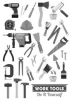 Repair and construction work tools vector icons