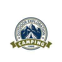 Camping holiday and outdoor recreation badge vector