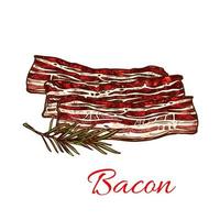 Vector icon of fresh bacon meat for butchery