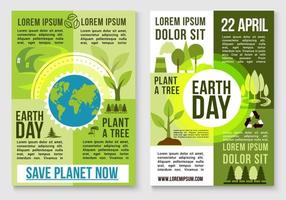 salvar la naturaleza de la tierra y plantar plantillas de vectores de árboles