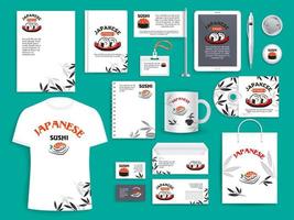 Corporate identity vector items for Japanese sushi