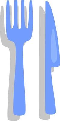 Fork and knife, illustration, vector, on a white background.