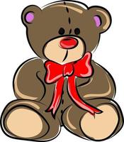 Teddy bear, illustration, vector on white background.