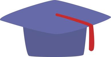 sombrero de graduación púrpura, ilustración, vector, sobre un fondo blanco. vector