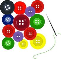 Shirt buttons, illustration, vector on white background
