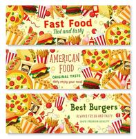 Vector fast food burgers restaurant banners