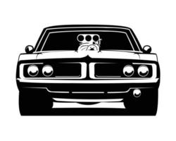 dodge supercharger muscle car aislado sobre fondo blanco mejor vista frontal para logotipo, placa, emblema, icono, disponible en 10 eps. vector
