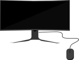 Curved monitor ,illustration, vector on white background.