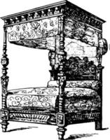 Renaissance Bedstead, vintage illustration. vector